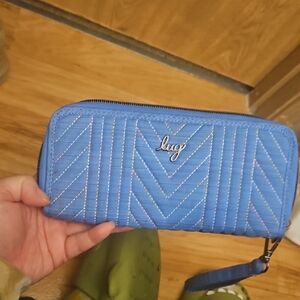 Lug Whirly Matte Luxe VL RFID Wallet in Azure Blue With Detachable Wrist Holder